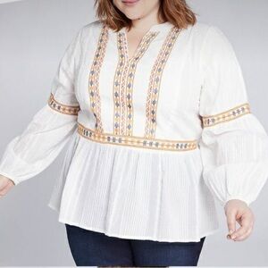 Lane Bryant Embroidered Peplum Top Size 22